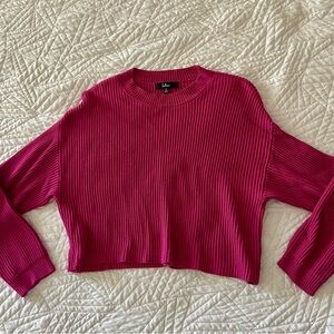 Lulus Cuddly Company Magenta Ribbed Cropped Sweater